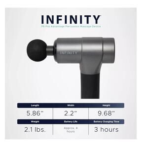 Infinity PR Pro Advantage 45W Cordless Massage Gun with 6 Heads - Platinum